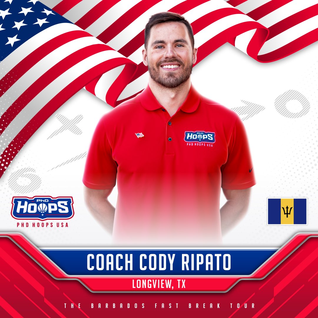 Coach Cody Ripato (TX) is back with #PhDHoopsUSA again this summer! The 2x Alum (as player &amp; coach) will be assisting our U23 Boys Team at the 2025 Barbados Basketball Festival. 🇺🇸🏀 Let’s Go!!!