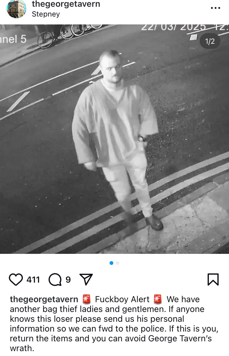 Can you help <a href="/GeorgeTavernE1/">The George Tavern</a>  find this handbag thief?
