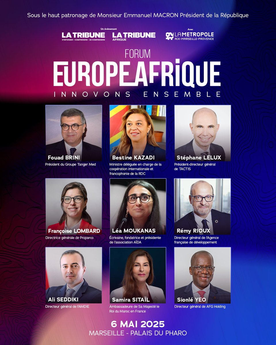 Speak Up Africa (@speakupafrica1) on Twitter photo Face aux grands enjeux mondiaux, l’Europe et l’Afrique ont plus que jamais besoin de #coopération et d’#innovation.
Le #ForumEuropeAfrique, porté par <a href="/LTAfrique/">La Tribune Afrique</a> & <a href="/AMPMetropole/">Métropole Aix-Marseille-Provence</a>, ouvre le dialogue pour bâtir un avenir meilleur.
🔗 Infos & inscription : urlz.fr/uk6t Face aux grands enjeux mondiaux, l’Europe et l’Afrique ont plus que jamais besoin de #coopération et d’#innovation.
Le #ForumEuropeAfrique, porté par <a href="/LTAfrique/">La Tribune Afrique</a> & <a href="/AMPMetropole/">Métropole Aix-Marseille-Provence</a>, ouvre le dialogue pour bâtir un avenir meilleur.
đź”— Infos & inscription : urlz.fr/uk6t