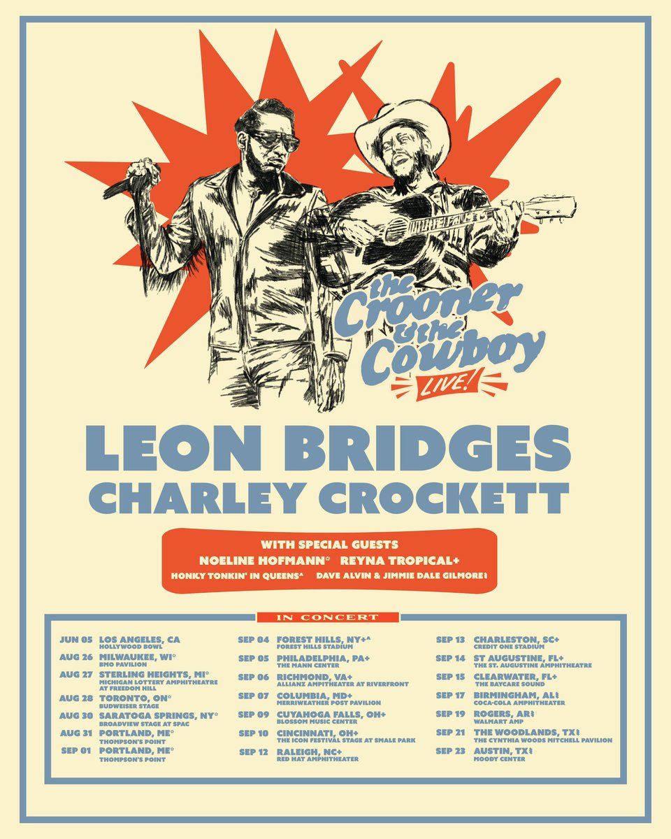 Presale has now started for The Crooner &amp; The Cowboy Tour with <a href="/leonbridges/">Leon Bridges</a>. Get the presale code by clicking your tour date: charleycrockett.com/tour