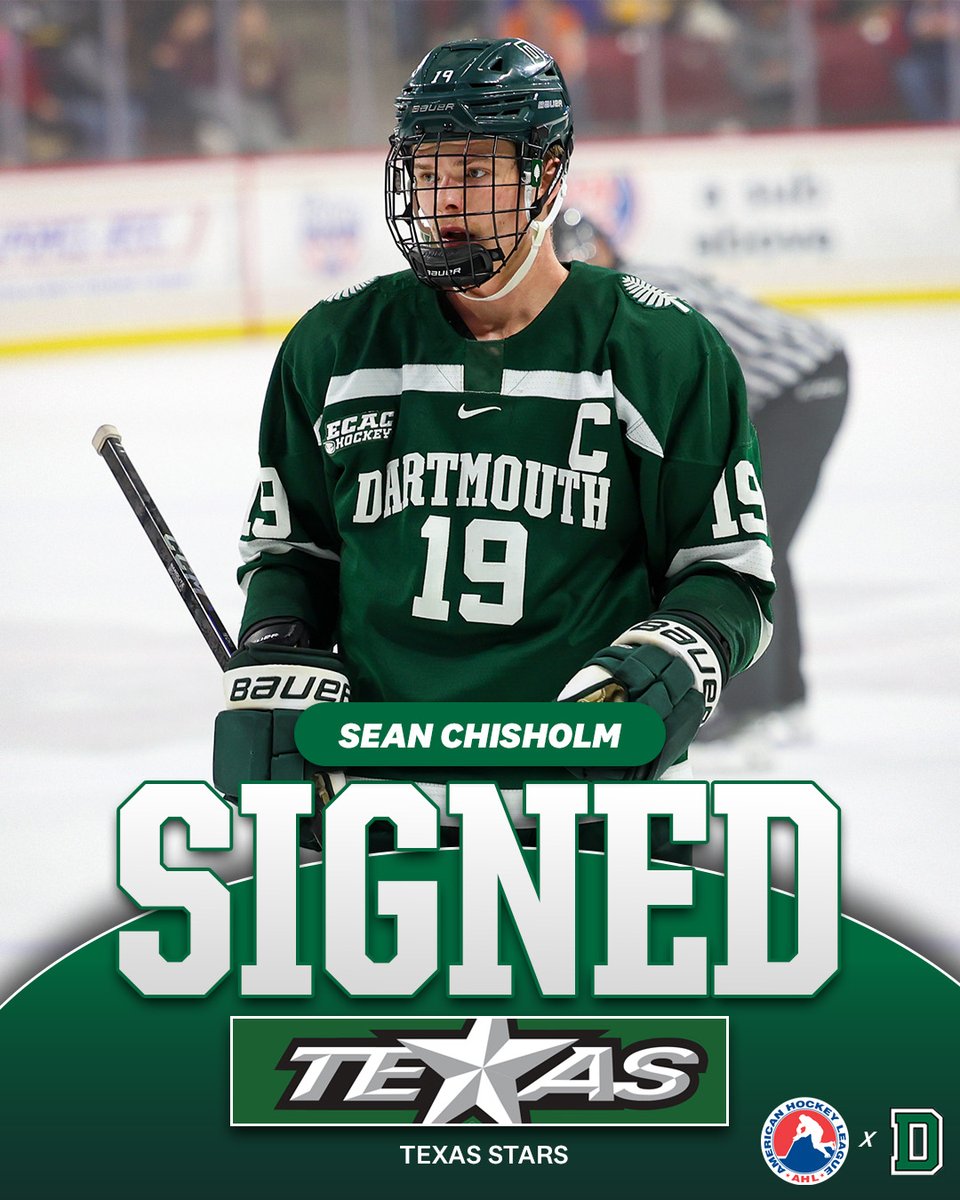 📰| Trading one shade of green for another! 

Sean Chisholm has signed with the <a href="/TexasStars/">Texas Stars</a> for the remainder of the 2024-25 season!

📰: dartsports.co/4j24dzg

#GoBigGreen | #TheWoods🌲
