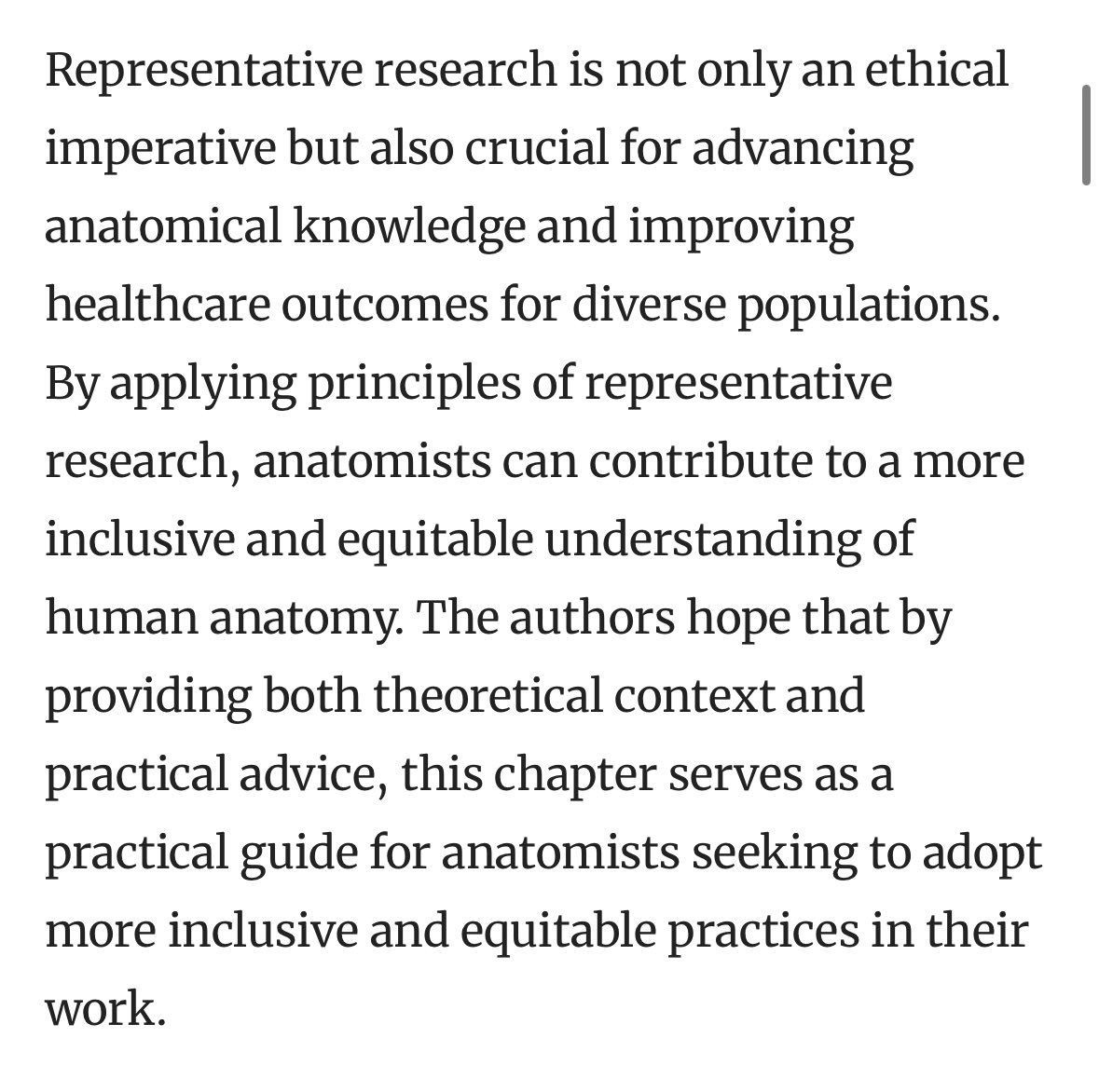 Dr Rachael Door (@rachaelellen_) on Twitter photo In chapter 5, <a href="/petiteanatomist/">Siobhan Moyes (she/her)</a> and team delve into the critical importance of representative research practices in anatomy, highlighting the evolution of inclusive practices, barriers to implementation, and practical strategies for conducting representative research.
#EDI In chapter 5, <a href="/petiteanatomist/">Siobhan Moyes (she/her)</a> and team delve into the critical importance of representative research practices in anatomy, highlighting the evolution of inclusive practices, barriers to implementation, and practical strategies for conducting representative research.
#EDI