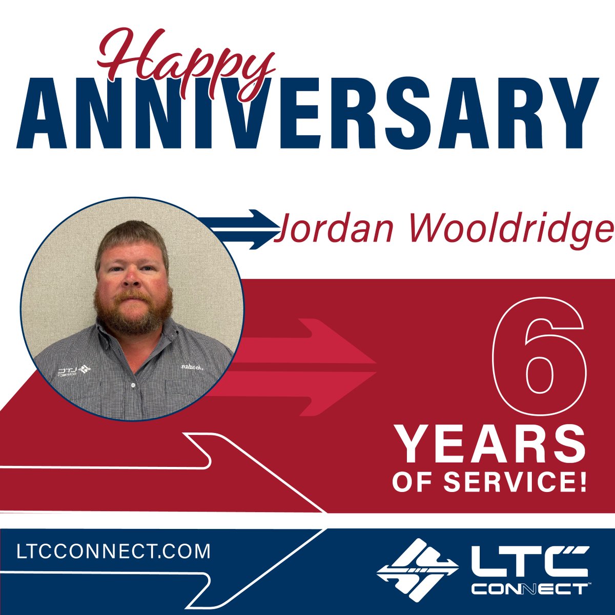 Join us in congratulating Jordan Wooldridge, one of our Construction Technicians, for 6 years of dedicated service to LTC Connect! Thank you, Jordan, for your hard work and dedication to our team!