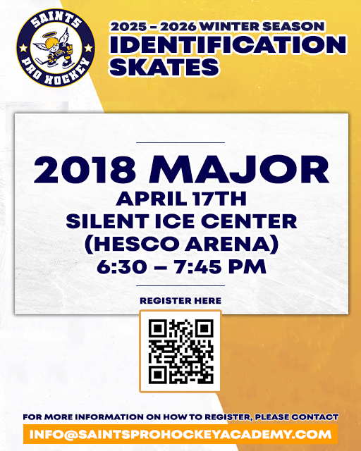 Check out details for Saints Pro Hockey Academy's ID Skate time for 2018 Major!

Register here: bit.ly/4hKrX9V

#SPHA | #HSL