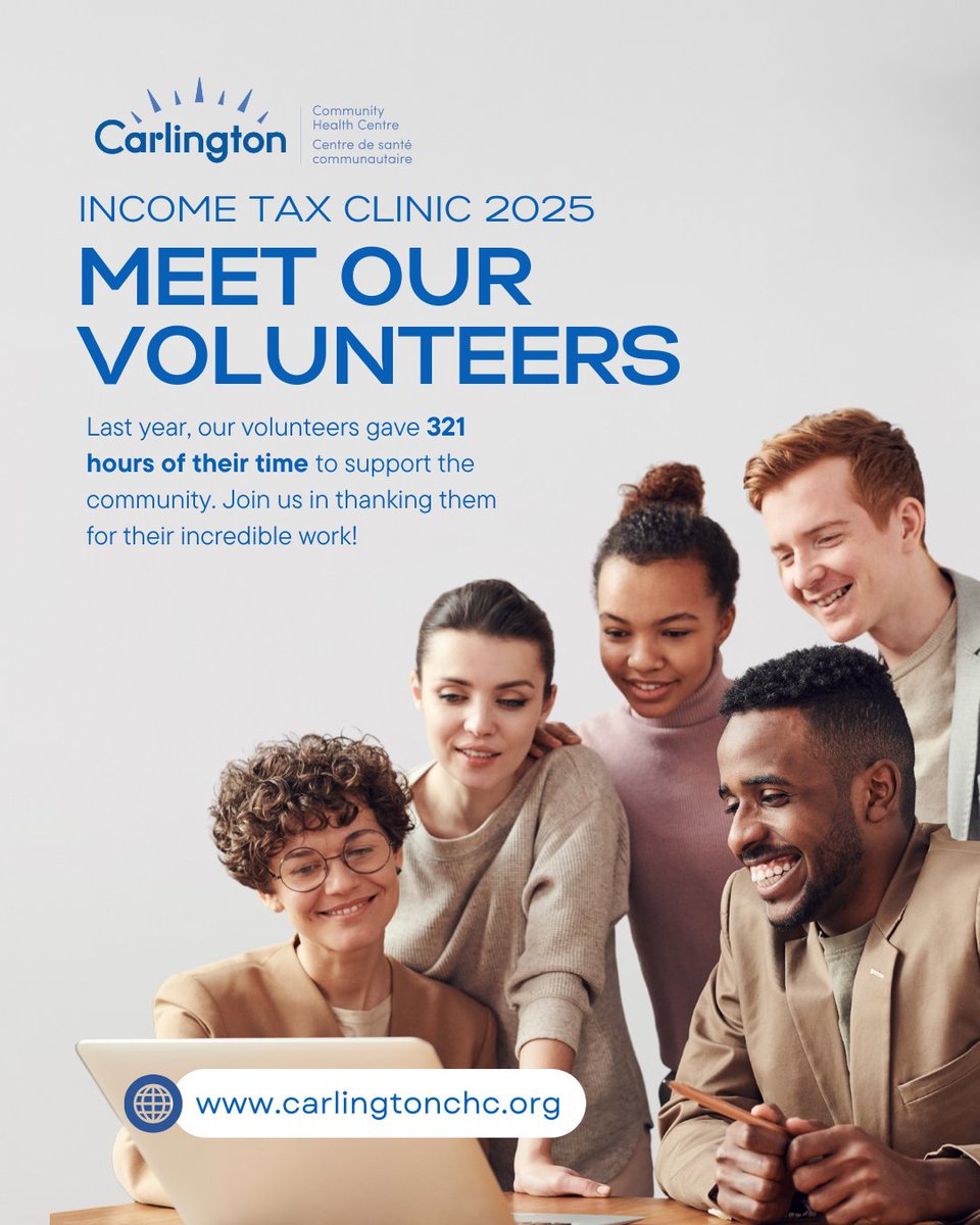 CarlingtonCHC (@carlingtonchc) on Twitter photo Our Income Tax Clinic is powered by dedicated volunteers who help make tax season stress-free. Want to be part of this impact? Email volunteer@carlingtonchc.org to make a difference next year!
#VolunteerSpotlight #GiveBack #CarlingtonCHC #TaxClinic2025 Our Income Tax Clinic is powered by dedicated volunteers who help make tax season stress-free. Want to be part of this impact? Email volunteer@carlingtonchc.org to make a difference next year!
#VolunteerSpotlight #GiveBack #CarlingtonCHC #TaxClinic2025