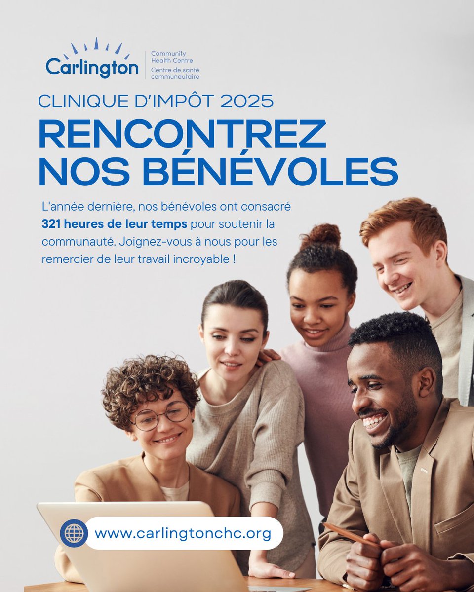 CarlingtonCHC (@carlingtonchc) on Twitter photo Notre clinique d'impôts sur le revenu est animée par des bénévoles dévoués qui rendent la saison des impôts sans stress. Vous voulez faire partie de cet impact ? Envoyez un courriel à volunteer@carlingtonchc.org pour faire une différence l'année prochaine !
#SpotlightBénévole Notre clinique d'impôts sur le revenu est animée par des bénévoles dévoués qui rendent la saison des impôts sans stress. Vous voulez faire partie de cet impact ? Envoyez un courriel à volunteer@carlingtonchc.org pour faire une différence l'année prochaine !
#SpotlightBénévole