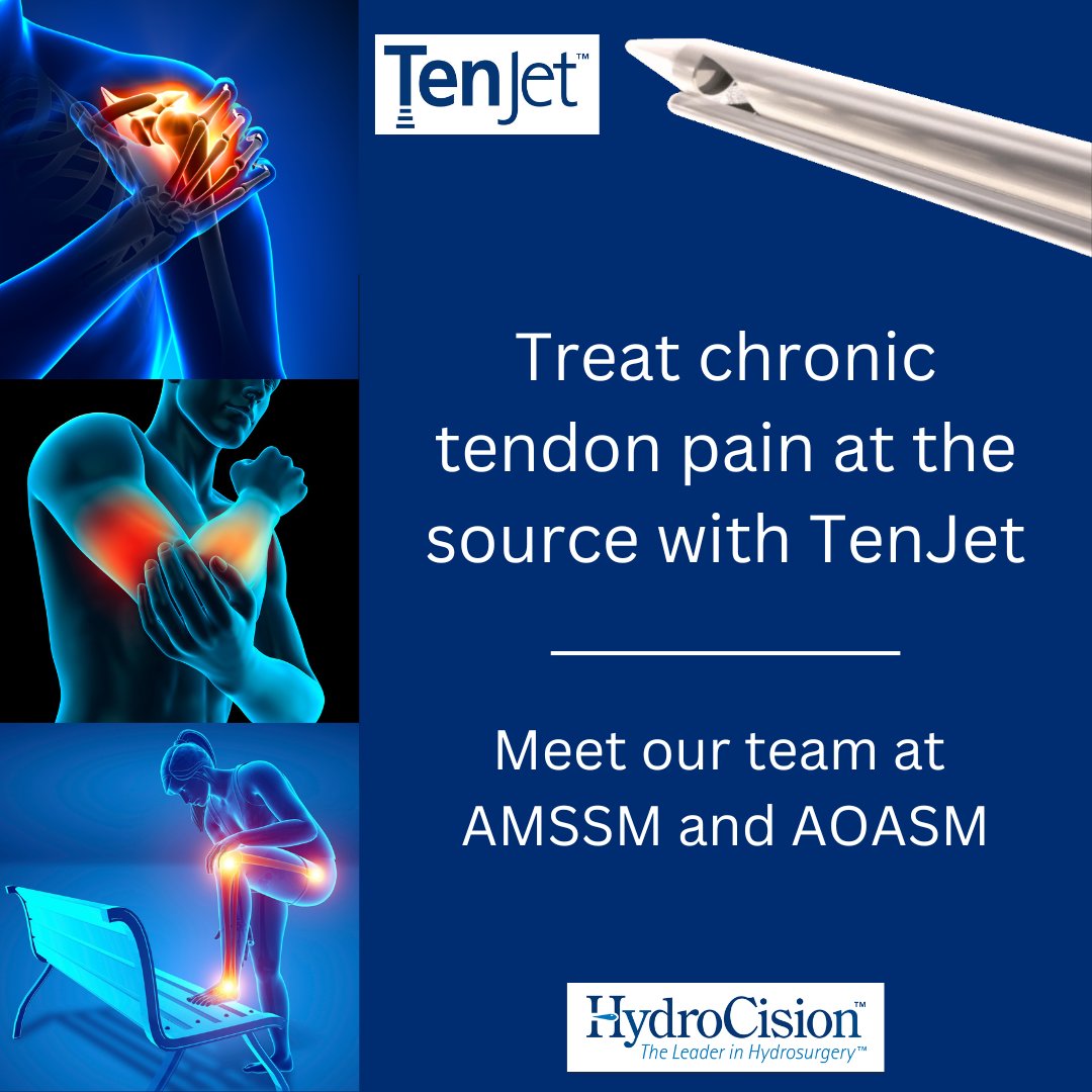 HydroCision's tweet image. Meet the HydroCision team and learn more about TenJet at the #AMSSM Annual Meeting and at the  #AOASM Annual Clinical Conference.
hydrocision.com/product/tenjet/