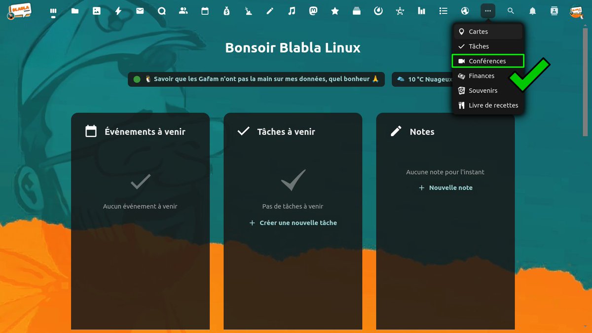 BlablaLinux's tweet image. Intégration de #JitsiMeet Blabla Linux (jitsimeet.blablalinux.be) à #NextCloud Blabla Linux (nextcloud.blablalinux.be) 😎