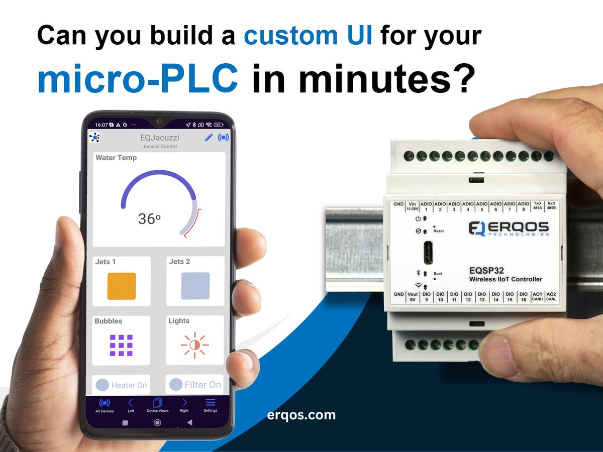 eqsp32's tweet image. Build an end-to-end IoT solution with a custom UI in minutes using #Dashio, #HomeAssistant, #ArduinoCloud, #Blynk, or #NodeRED.

Creating a market-ready system has never been easier. With this approach, development cycles shrink from months to days.

erqos.com