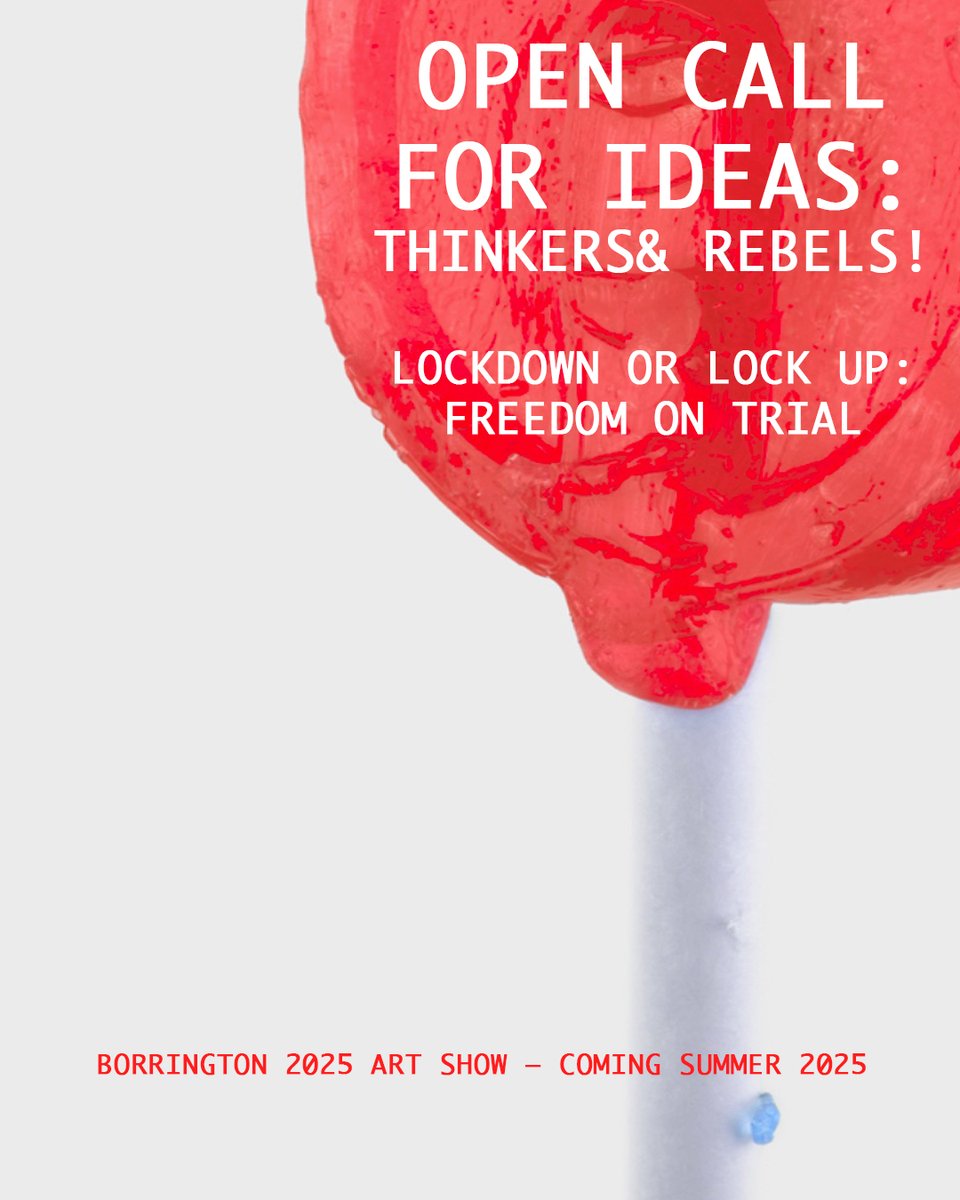 OPEN CALL FOR IDEAS: ARTISTS, THINKERS &amp; REBELS!
LOCKDOWN OR LOCK UP: FREEDOM ON TRIAL

Borrington is seeking six bold, thought-provoking ideas from diverse minds across the political spectrum for a special edition box set launching alongside his 2025 exhibition.

In a world