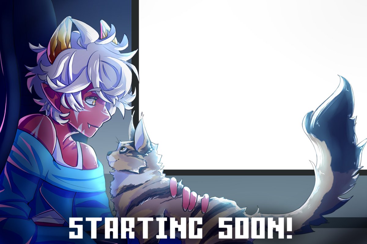 My artist cooked again! 

New starting soon scene for stream &gt;w&lt; 
Thank you bestie <a href="/Blanc4ce/">Ace</a> ❤️

#Vtuber #femboygamer