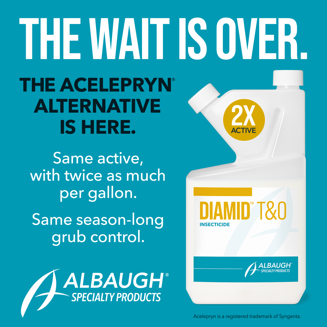 The wait is over. The Acelepryn® alternative is here. Powered by chlorantraniliprole, Diamid™ T&amp;O insecticide provides effective, season-long grub control with exceptional application flexibility and convenience. Learn more loom.ly/dW-xivM #AlbaughSpecialty