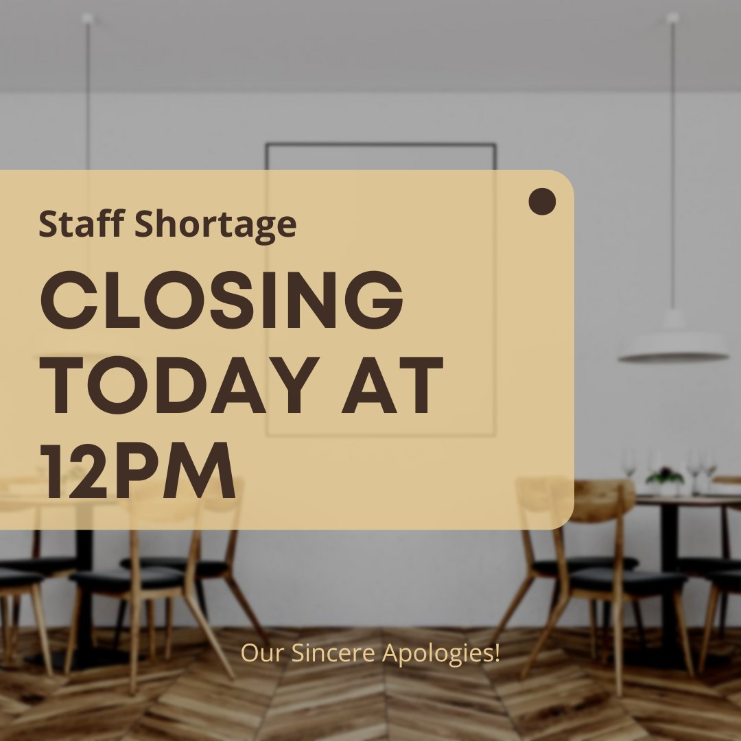 NVCRC's tweet photo. 🌟 Important Announcement 🌟 Due to staff shortages, we’ll be closing today, 3/25/25, at 12 PM. We sincerely apologize for any inconvenience this may cause &amp; appreciate your understanding during these times. Your support means the world! 💖🙏 #SupportLocal 🍽️✨ https://t.co/MiVyfnfnYD