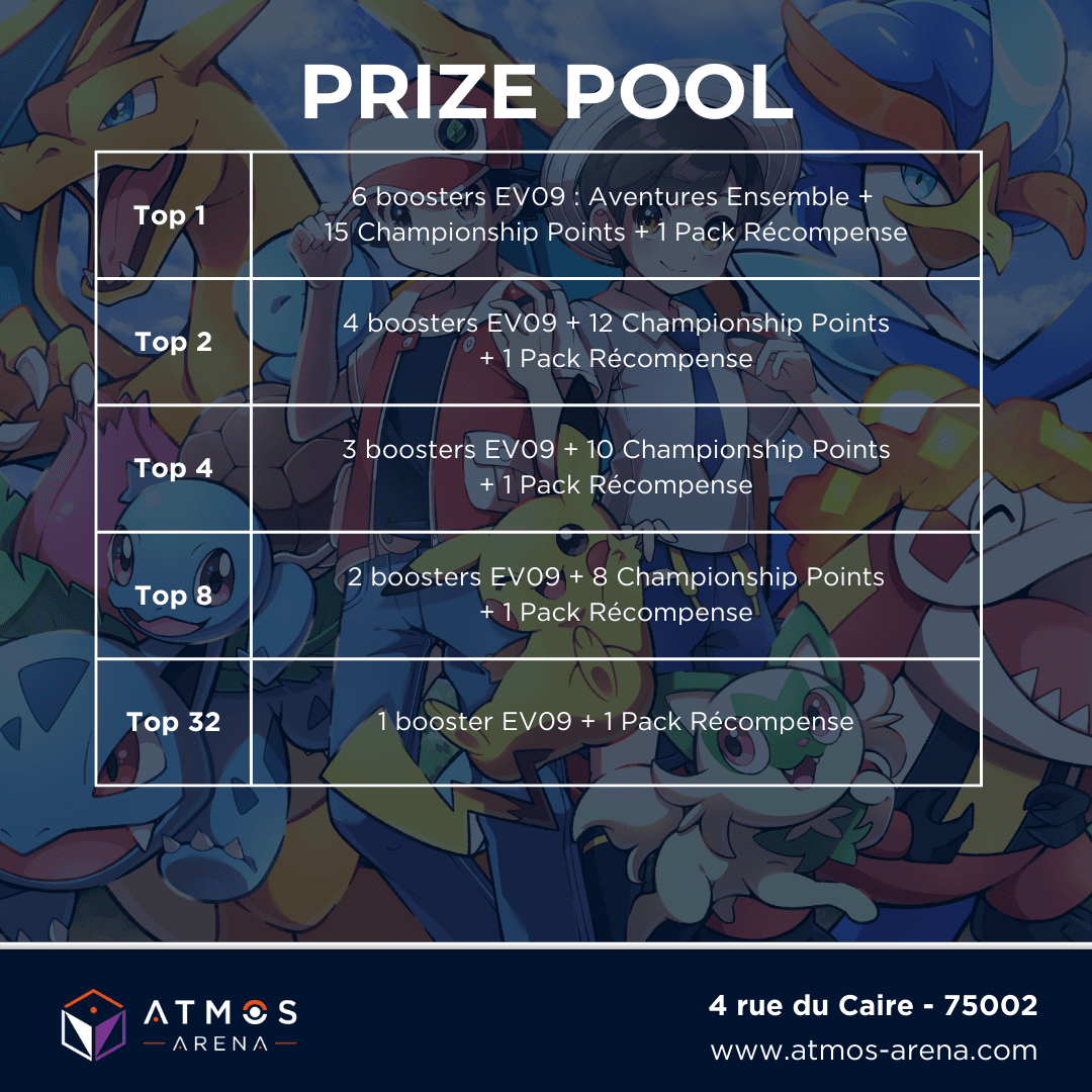 Atmos_Arena's tweet image. 🔥Tournoi Pokémon Défi de Ligue - 19 avril 2025 - 32 places !🔥

⚔️ Construit (G, H) – No proxys
🎮 Rondes suisses : 5 BO3 (50 min)
🏆 Top 8 élimination directe (BO3)

💰 PAF : 10 € 
📍 Paris 2e | Inscription 👉atmos-arena.com/event/tournoi-…
#PokemonTCG #PokemonTournament #DefiDeLigue