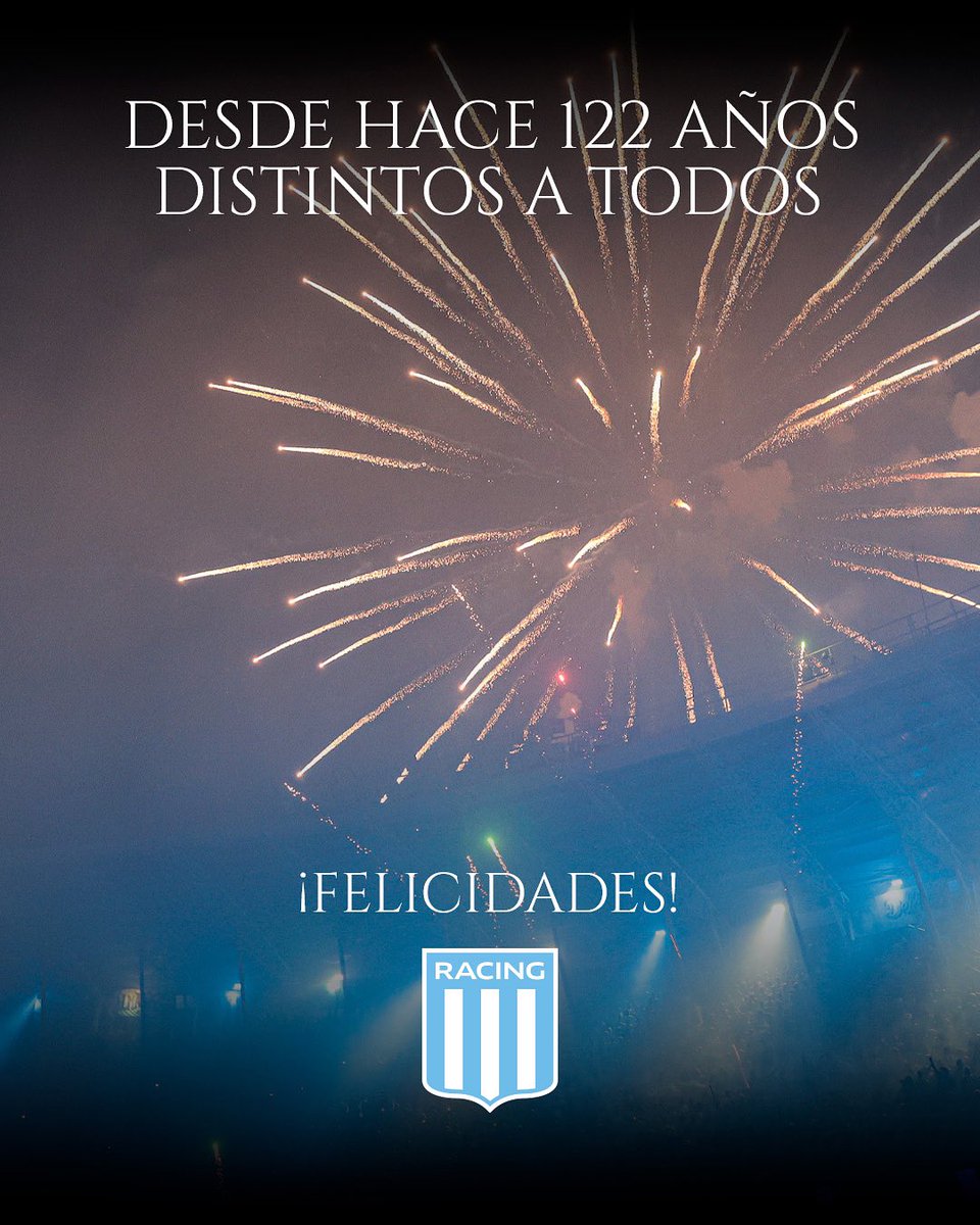 RacingClub's tweet photo. 𝑈𝑛 𝑑𝑖́𝑎 𝑐𝑜𝑚𝑜 ℎ𝑜𝑦, ℎ𝑎𝑐𝑒 122 𝑎𝑛̃𝑜𝑠, 𝑛𝑎𝑐𝑖𝑚𝑜𝑠 𝑔𝑟𝑎𝑛𝑑𝑒𝑠.

𝑃𝑜𝑟 𝑒𝑠𝑜 𝑠𝑜𝑚𝑜𝑠 𝑑𝑖𝑠𝑡𝑖𝑛𝑡𝑜𝑠.

¡𝐹𝑒𝑙𝑖𝑐𝑖𝑑𝑎𝑑𝑒𝑠, 𝑅𝑎𝑐𝑖𝑛𝑔! 🩵

📲 https://t.co/zMucSxjOSp https://t.co/5J9IKWD2Lh