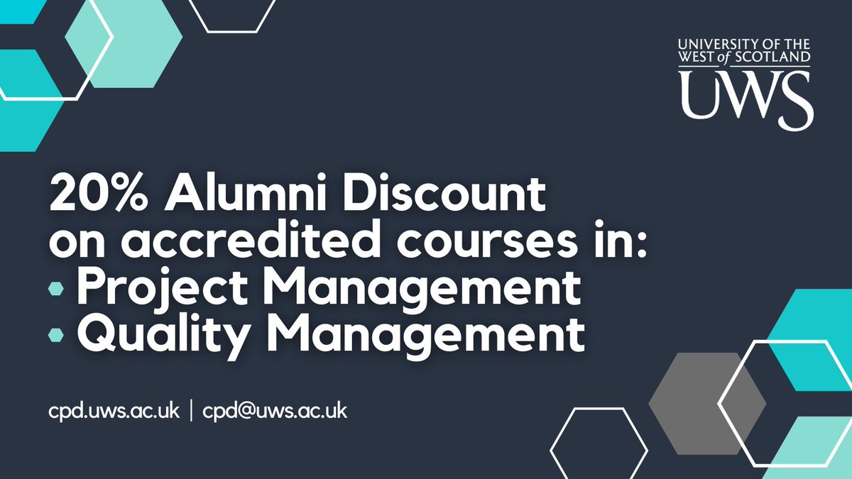UWS Centre for Continuing Professional Development (@uws_cpd) on Twitter photo UWS Alumni can access 20% discount on accredited courses in Project Management & Quality Management:
🟡Lean Six Sigma Yellow Belt
🟢Lean Six Sigma Green Belt
📈APM Project Management Qualification
📈APM Project Fundamentals Qualification
To learn more, contact: cpd@uws.ac.uk UWS Alumni can access 20% discount on accredited courses in Project Management & Quality Management:
🟡Lean Six Sigma Yellow Belt
🟢Lean Six Sigma Green Belt
📈APM Project Management Qualification
📈APM Project Fundamentals Qualification
To learn more, contact: cpd@uws.ac.uk