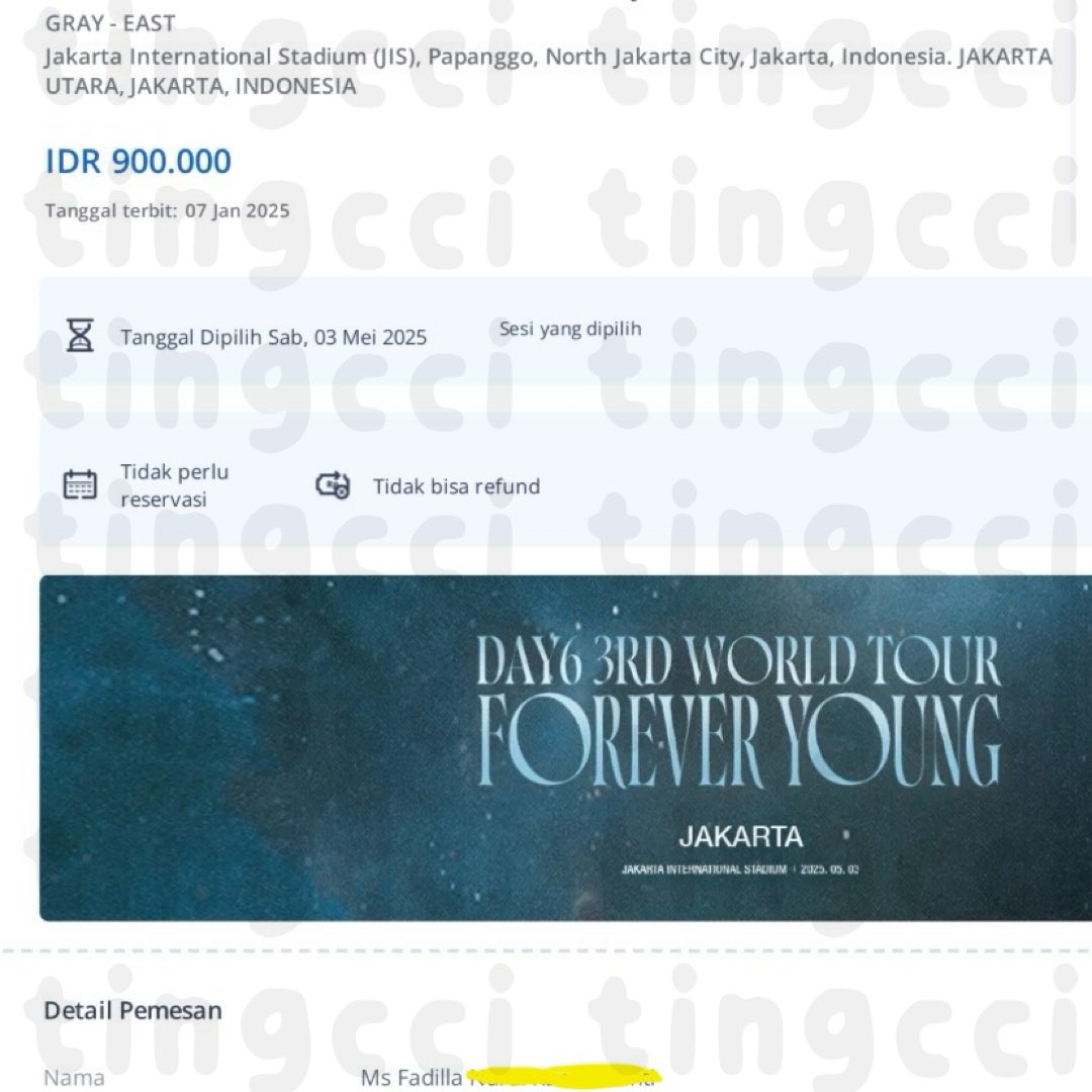 tingcci's tweet image. ꒰ wts day6 3rd world tour forever young in jakarta ꒱

— sec gray east 2 tix (tikom)
💰 800.000/tix (negotiable, dm pokonya aman azaaa) 
🖇️ tiket atas namaku

t. wtb wtt lfs lfb fy world tour add show section grey east myday jkt general sale tiket tiketcom mei