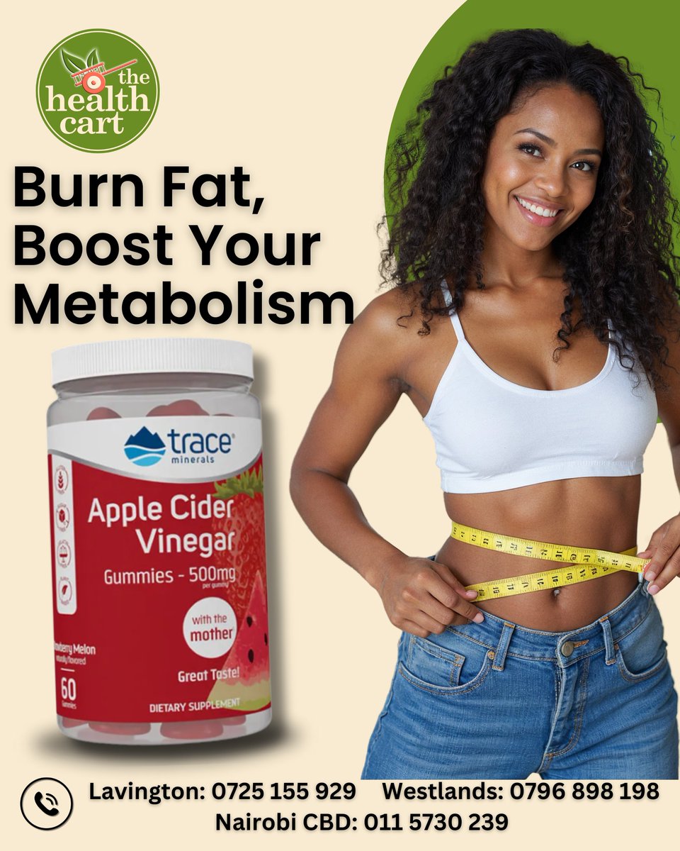 HealthCartKenya's tweet photo. Apple Cider Vinegar Gummies help support weight management, promote gut health, and boost metabolism – all in a tasty, chewable treat.

✅ Supports healthy weight loss
✅ Boosts metabolism &amp; digestion
✅ Tastes amazing – no vinegar burn! https://t.co/l35ka0puTh
