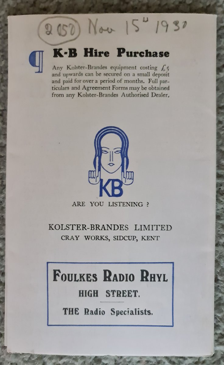 Wireless in Wales: Foulkes Radio, High Street, Rhyl. 1930. Advertisments for KB (Kolster Brandes) radio equipment.