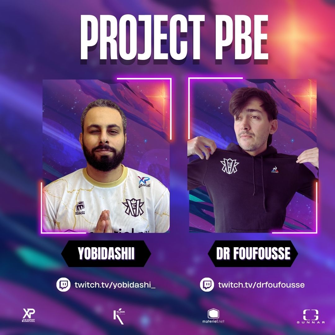 Project PBE by <a href="/watanabe_kai_/">kai</a> 

Le but ? Affronter les meilleurs joueurs internationaux sur TFT jusqu’au 28 mars

Nos deux joueurs <a href="/yobidashii/">Yobidashi</a>  et <a href="/DrFoufousse/">Dr Foufousse</a> seront de la partie et streameront leur rush 💪

📺 Soutenez-les sur Twitch :
🔹 twitch.tv/yobidashi_
🔹