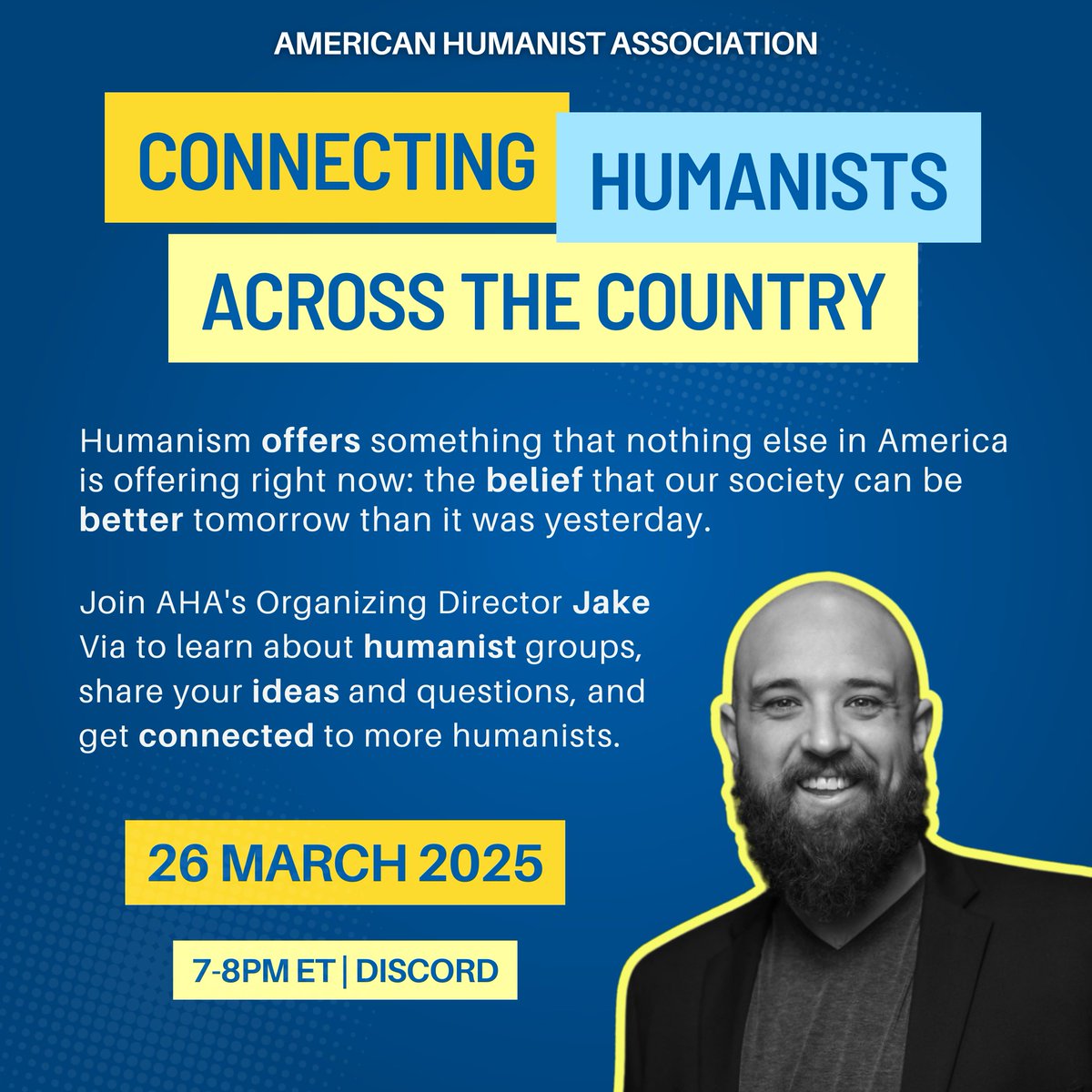 Looking for a community where you can grow and live your humanist values? Where you can discuss current affairs or avoid them by diving into a new book? Join us Wed. 7pm ET on Discord discord.com/invite/qr7Cph69