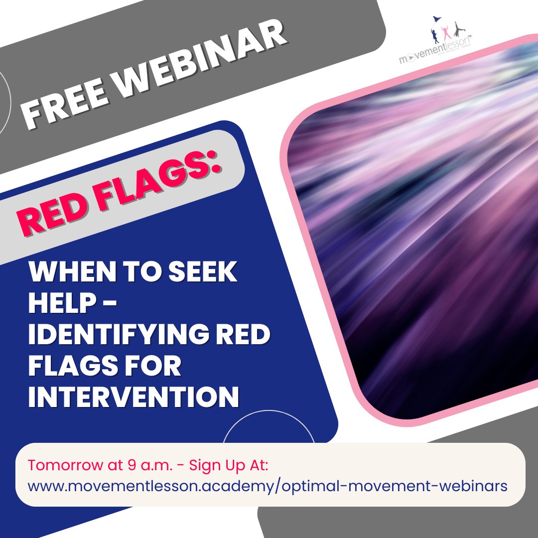 MovementLesson's tweet image. Join us in tomorrow&apos;s webinar at 9 a.m. (Arizona, USA) on learning the guidelines on when to consult professionals for support. Sign up here and get the zoom link in your email, movementlesson.academy/optimal-moveme…. #webinar #movement #nonoptimaldevelopment