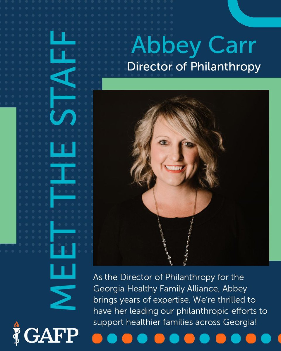 GAFamilyDocs's tweet photo. Meet Abbey Carr, our Director of Philanthropy! 💙 She leads the Georgia Healthy Family Alliance, GAFP's philanthropic arm, using her nonprofit experience to improve family health in Georgia. We’re thrilled to have her on our team! #MeetTheStaff #GHFA #GAFP #PhilanthropyInAction https://t.co/KRyY6KWw1Z