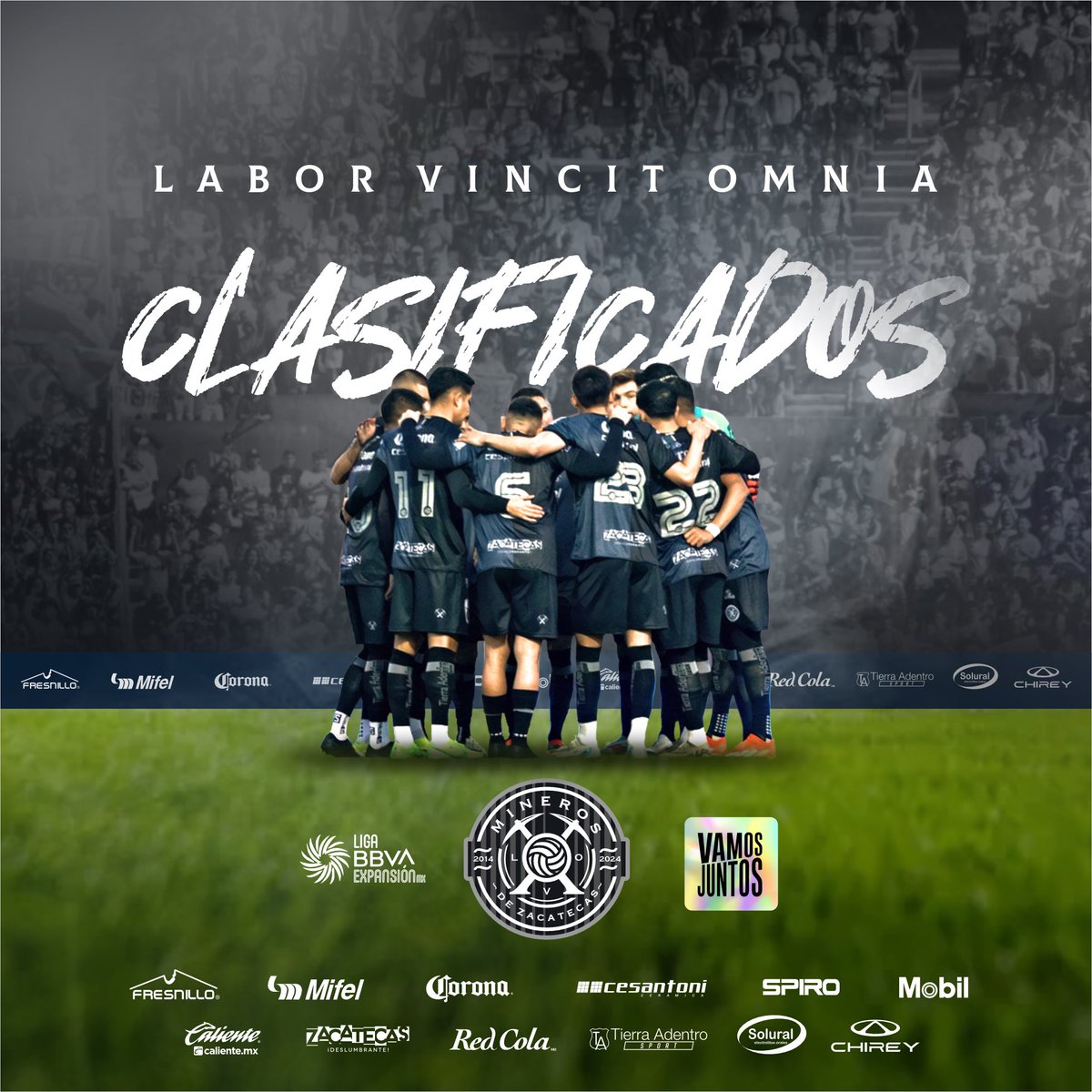 MinerosFc's tweet photo. #𝓔𝓵𝓣𝓻𝓪𝓫𝓪𝓳𝓸𝓣𝓸𝓭𝓸ℒ𝓸𝓥𝒆𝓷𝓬𝒆 🇱🇻⛏️🇱🇻

Mineros, ya estamos clasificados a la Fase Final, seguimos invictos y líderes en este CL 2025 aún con 4 fechas por disputar. 

¡Afición gracias por su apoyo incondicional! 🫰🏼

𝓓𝓮 𝓩𝓪𝓬𝓪𝓽𝓮𝓬𝓪𝓼, 𝓭𝓮 𝓜𝓲𝓷𝓮𝓻𝓸𝓼 https://t.co/bpdhatYo9E