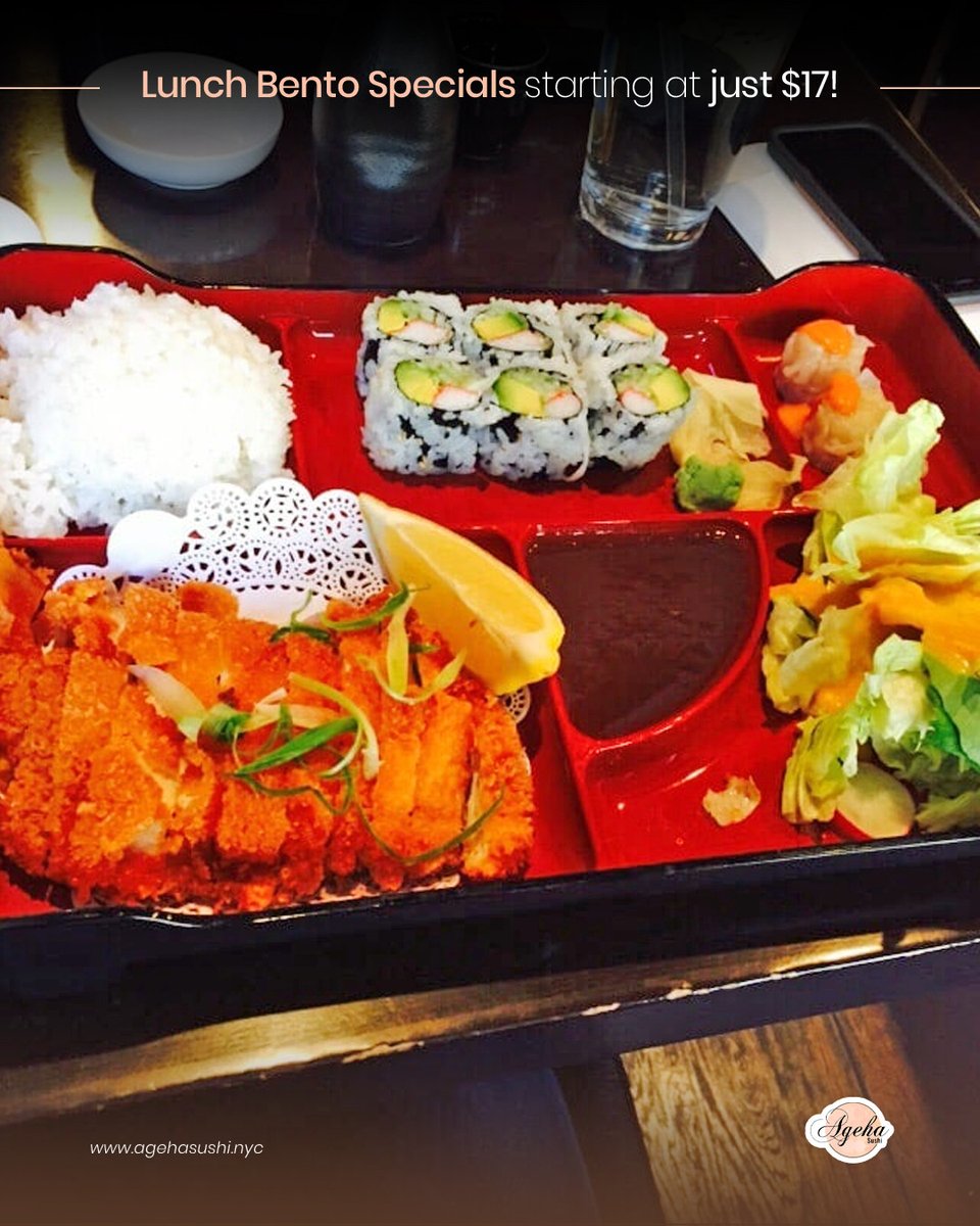 Our lunch bento boxes are starting at only $17!

Need we say more? Just look how delicious they are.

Order one today!
–
#NewYorkCity #NewYork #NY