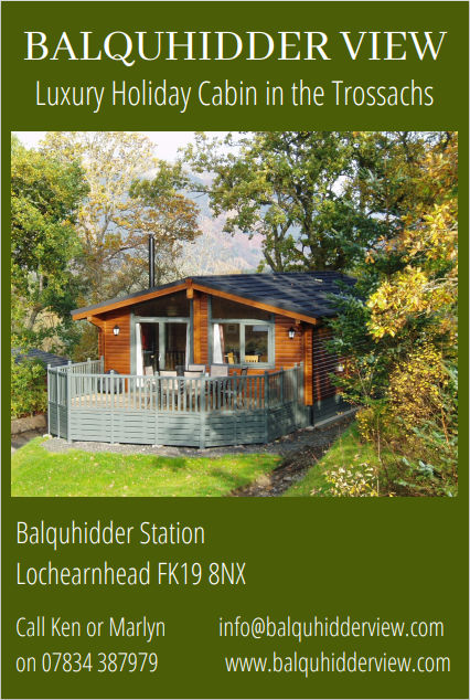 Trossachs Directory (@trossachsdirect) on Twitter photo Balquhidder View is a luxury cabin nestled away in the Queen Elizabeth Forest Park with uninterrupted views. Access to the extensive decked area is from the lounge, with stunning views to the south and west.
T: 07834 387979
E: info@balquhidderview.com
W: balquhidderview.com Balquhidder View is a luxury cabin nestled away in the Queen Elizabeth Forest Park with uninterrupted views. Access to the extensive decked area is from the lounge, with stunning views to the south and west.
T: 07834 387979
E: info@balquhidderview.com
W: balquhidderview.com