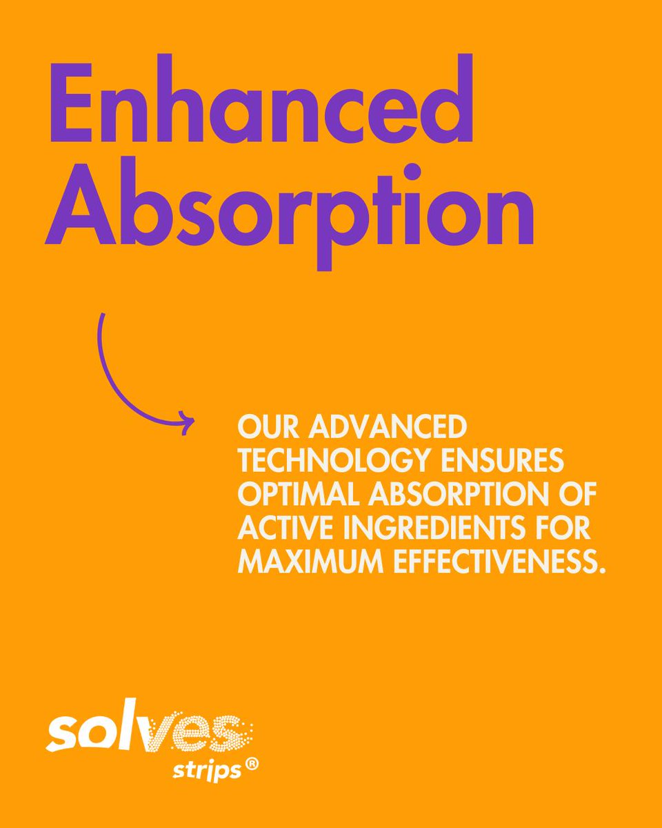 SolvesStrips's tweet image. Enhanced absorption is just one of the is just one of the amazing benefits of our dissolvable strips!

Discover the many benefits of Solves Strips — available online.
solvesstrips.com