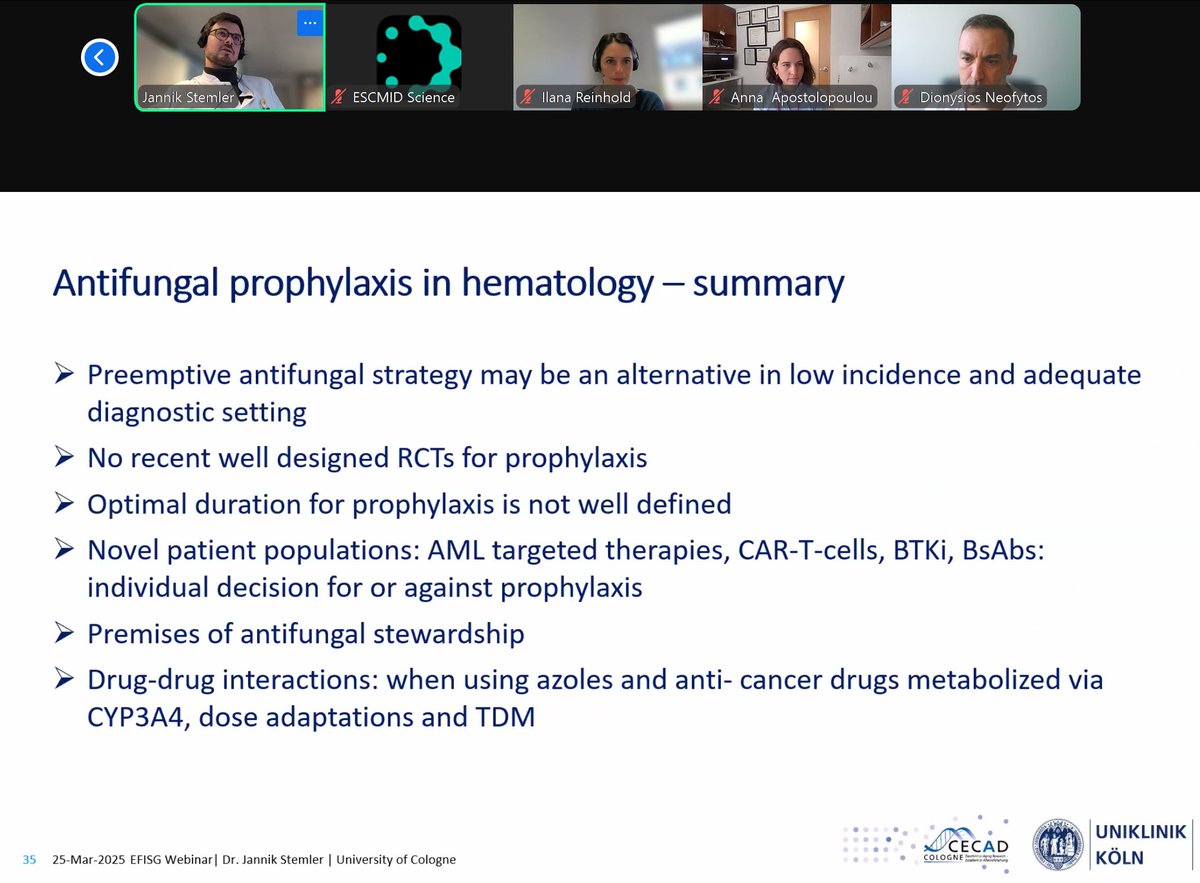 efisg_escmid's tweet image. More than 100 people connected. Soon in @ESCMID #eLibrary!
Antifungal prophylaxis in hematological malignancy patients and SOT
Next #EFISG_Webinar... 29 April 2025 at 16:00 - 18:00 CET
#Pneumocystis diagnosis and #MALDI-TOF MS update, together with @ISHAM_Mycology @Fungaldx