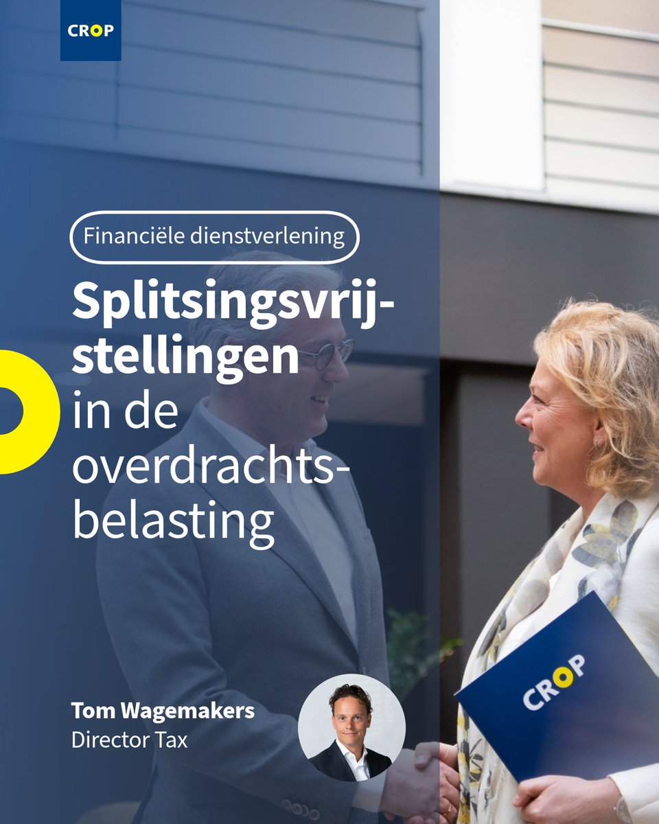 Vanaf 1 juli 2025 worden de voorwaarden van de splitsingsvrijstelling in de overdrachtsbelasting aangescherpt. We leggen je in het artikel uit wat er gewijzigd is.👉Nieuwe, strengere voorwaarden voor splitsingsvrijstelling in de overdrachtsbelasting | CROP accountants &amp; adviseurs