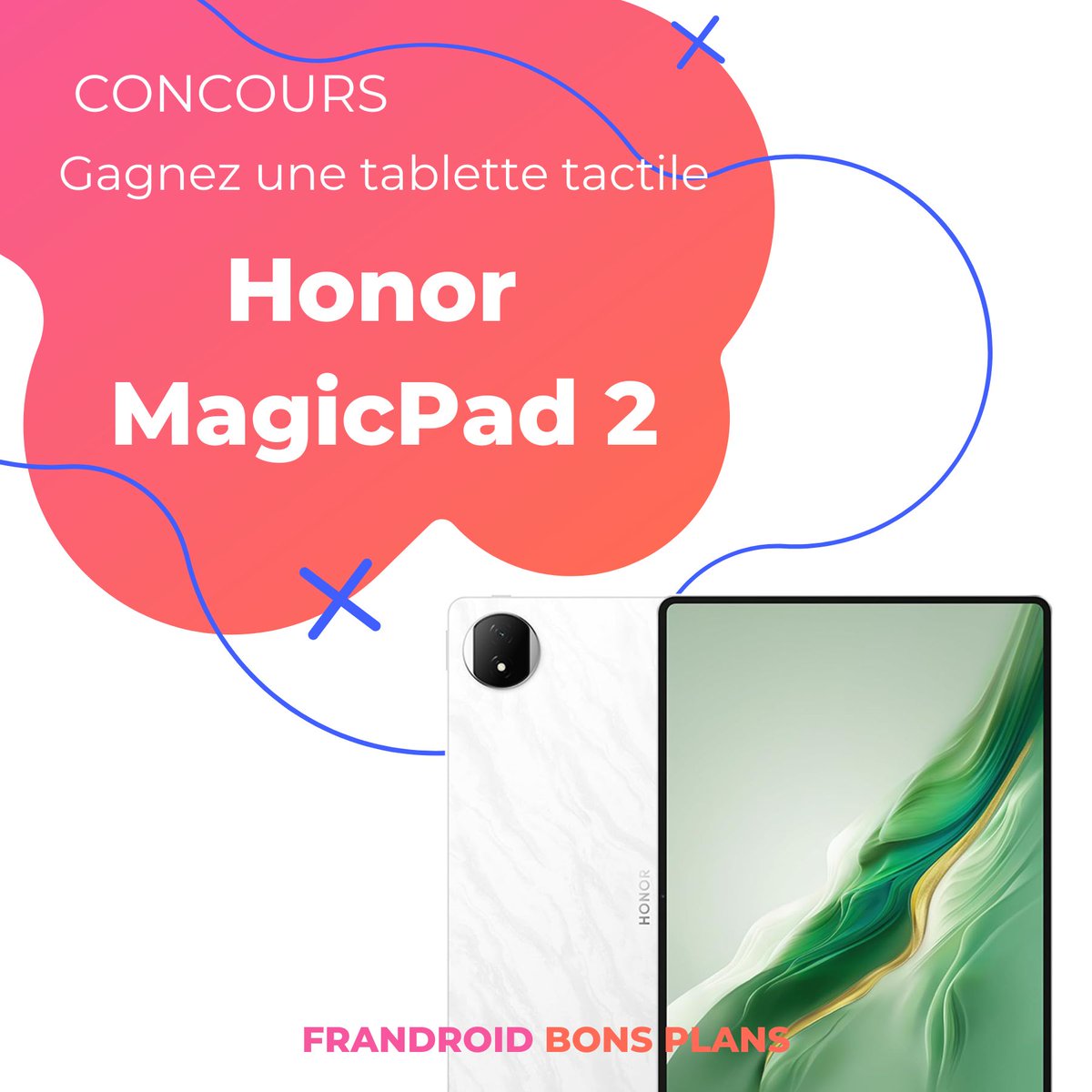 #CONCOURS ✨

À l'occasion des #VentesFlashAmazon on vous fait gagner une tablette #HonorMagicPad2 🔥

Pour participer, rien de plus simple : 

- RT ce tweet
- Follow le compte <a href="/FrandroidPromos/">Frandroid Bons Plans</a> 

TAS le 31/03/2025 à 17h. Bonne chance à toutes et tous 🍀