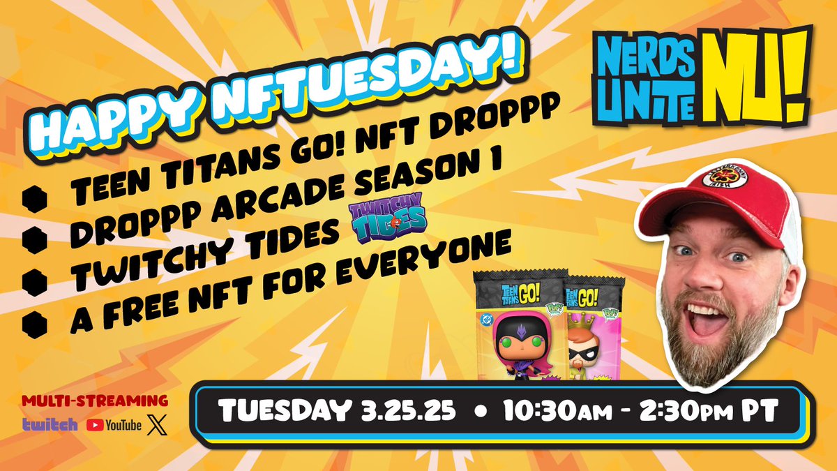 CSSully's tweet image. Happy NFTuesday!!
Join me for the Teen Titans GO! Funko NFT drop and claim your FREE Nerds Unite NFT.
.. 🔗⬇️ ..