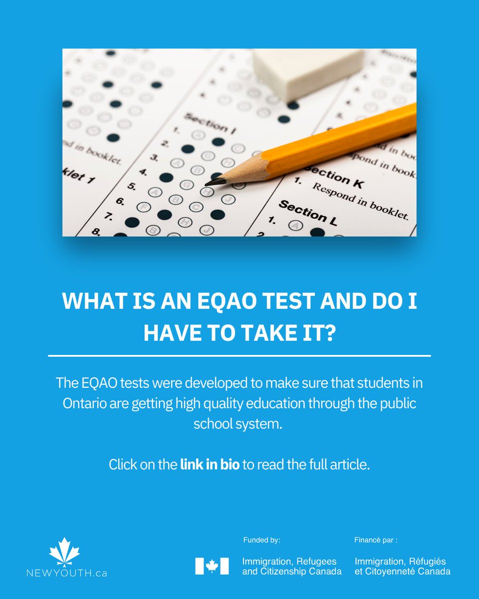 newcomeryouth's tweet photo. The EQAO tests were developed to make sure that students in Ontario are getting high quality education through the public school system. ⁠Learn more: https://t.co/PGf27QQIJI 
⁠ https://t.co/7RUpKpsDQO