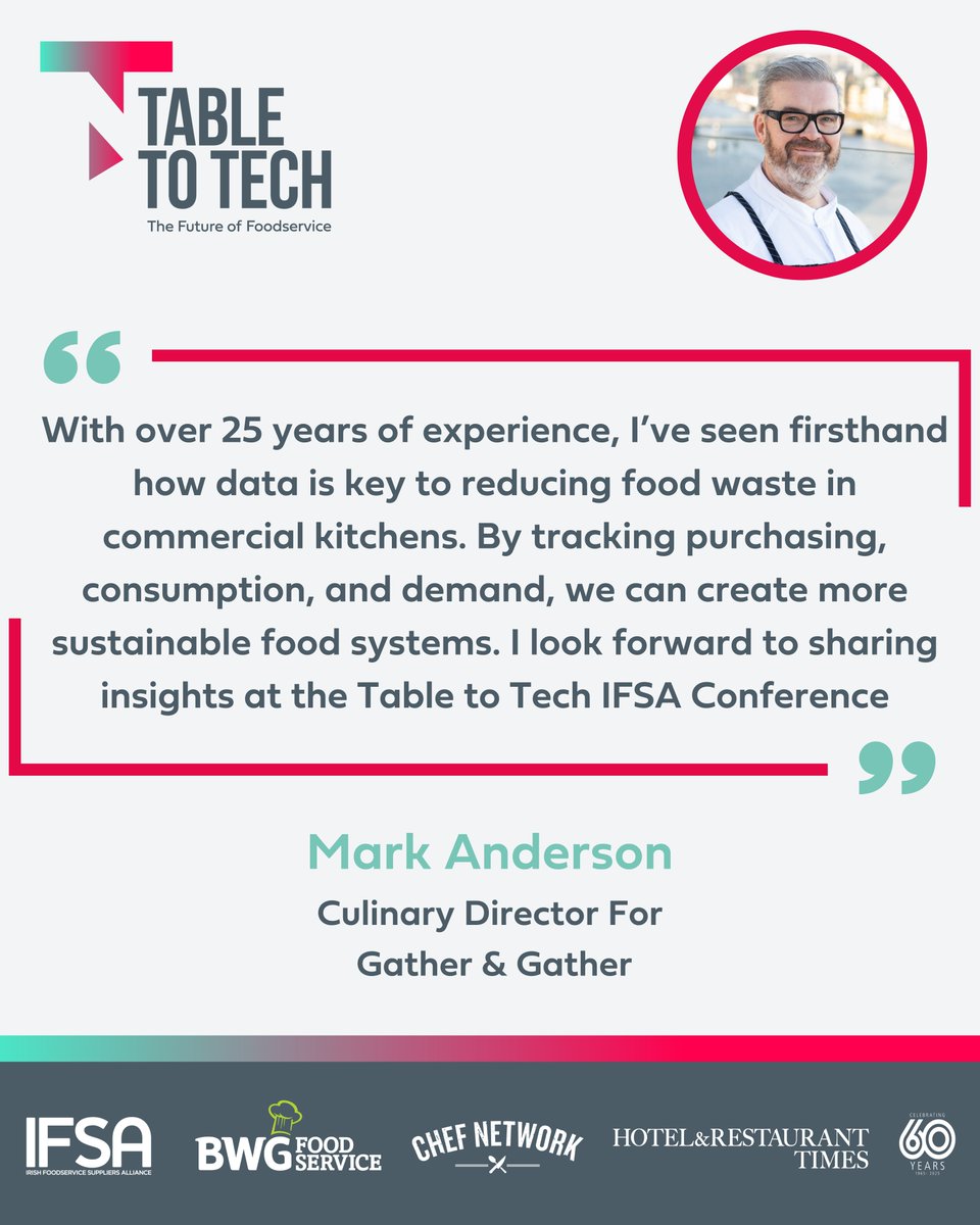 catexexhibition's tweet image. MEET MARK ANDERSON

He will be speaking on Tackling Food Waste in Kitchens at the Table to Tech IFSA Conference.

 Click the link in our bio to secure your spot!
 #FutureOfFoodservice #IFSAConference #TableToTech