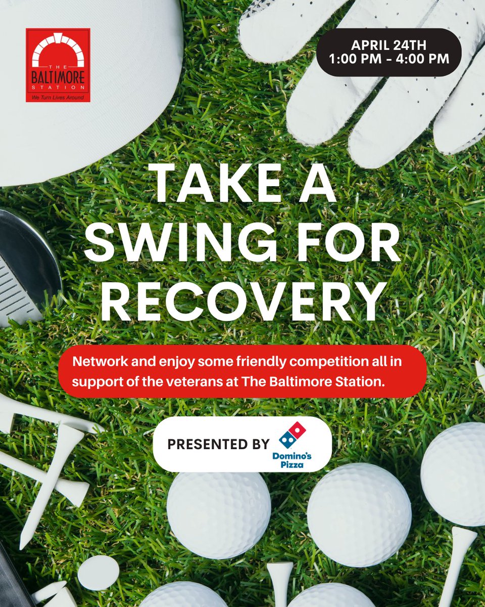 Join us for Take A Swing for Recovery, presented by Dominos, at <a href="/Topgolf/">Topgolf</a> Baltimore on April 24. Connect with business leaders, enjoy great food &amp; drinks, and #support homeless #veterans—100% of proceeds benefit The Baltimore Station.
Register now: topgolf2025.givesmart.com