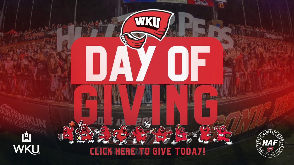 For this year’s Day of Giving, WKU Athletics seeks support for the Hilltopper Fieldhouse!

This 120,000 square-foot facility will take WKU to the next level. Follow the link below or call the HAF office to make your contribution TODAY‼️

🔗: bit.ly/41Vk5ws