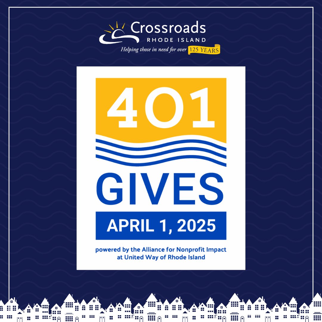 Crossroads Rhode Island (@crossroadsri) on Twitter photo Rhode Island's day of giving is just 1 week away! Starting at 6am on April 1st, visit 401gives.org to make a donation to Crossroads and other nonprofits in Rhode Island!
Plus, stay tuned for an exciting way to DOUBLE the impact of your gift! đź‘€ Rhode Island's day of giving is just 1 week away! Starting at 6am on April 1st, visit 401gives.org to make a donation to Crossroads and other nonprofits in Rhode Island!
Plus, stay tuned for an exciting way to DOUBLE the impact of your gift! đź‘€