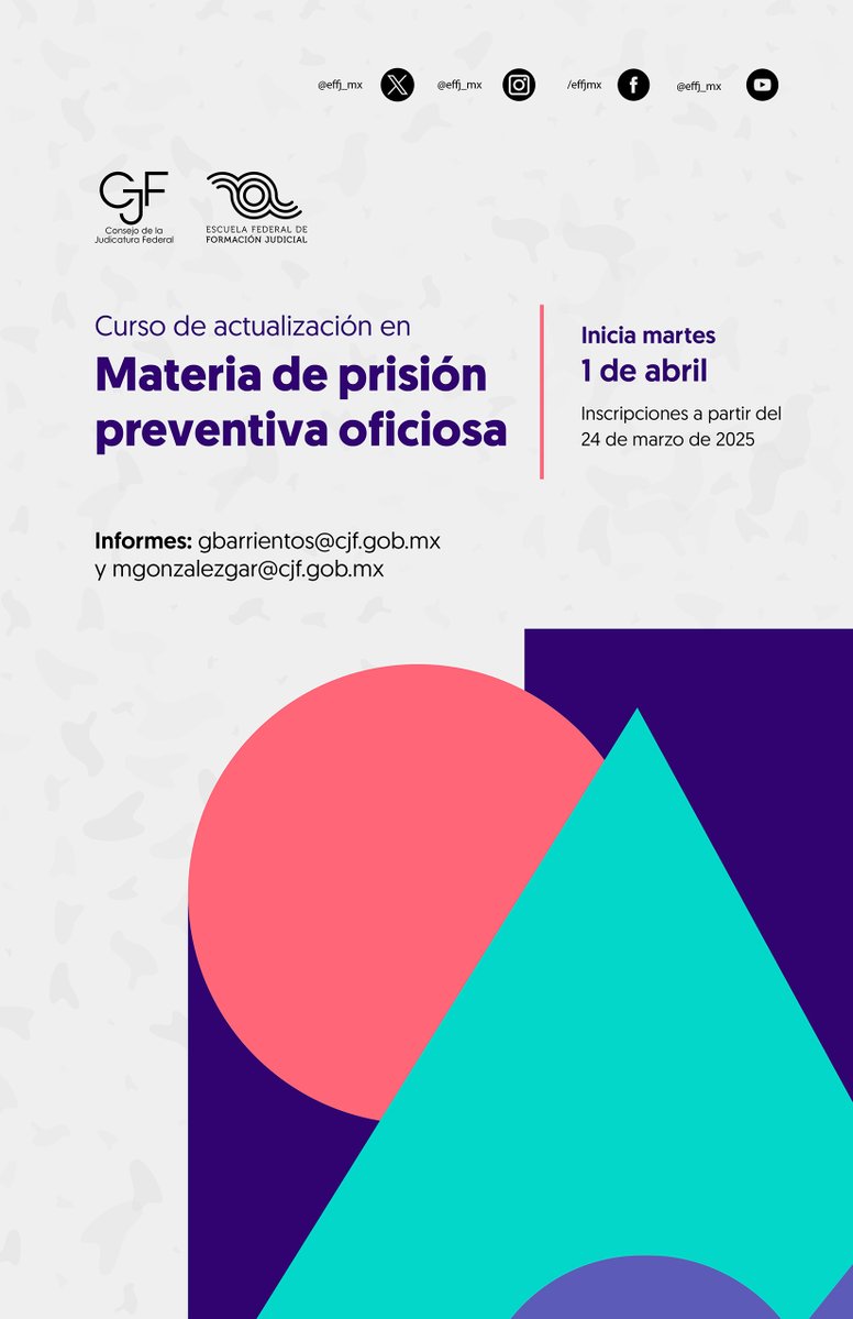 ENFJ_mx's tweet photo. Invitamos al público en general al curso:

🟠 Actualización en materia de prisión preventiva oficiosa 

Convocatoria: https://t.co/t0CfEEGCdl

Inscripciones abiertas en: https://t.co/oHw3DSMkix https://t.co/S4TRCGP6YO
