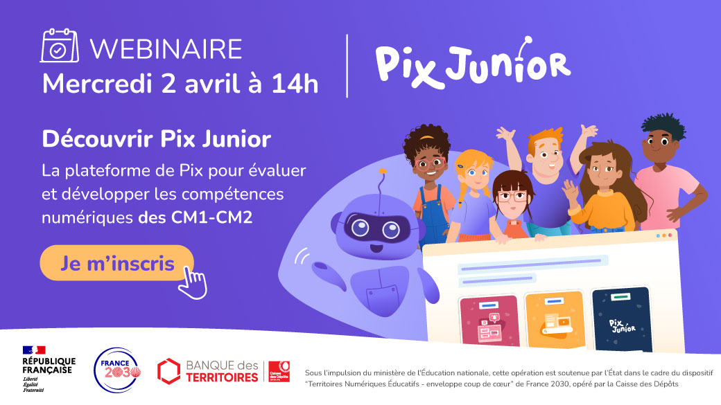 🐣 Vous êtes enseignant en CM1-CM2 ? Rejoignez-nous en webinaire pour découvrir Pix Junior, la nouvelle plateforme de Pix pour les élèves de cycle 3, et participer à son expérimentation !
📅 Mercredi 2 avril
⏰ De 14h à 15h
🎟️Inscription : app.livestorm.co/pix-1/decouvri…