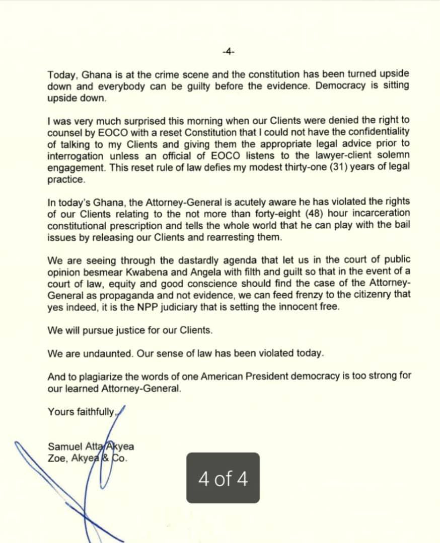When the executive branch bypasses courts to conduct trials through press conferences, our constitutional order is in danger. We call on Ghana's judiciary to remind all parties that in our democracy, only courts determine guilt or innocence. 

The AG   Adu Boahen Black Stars