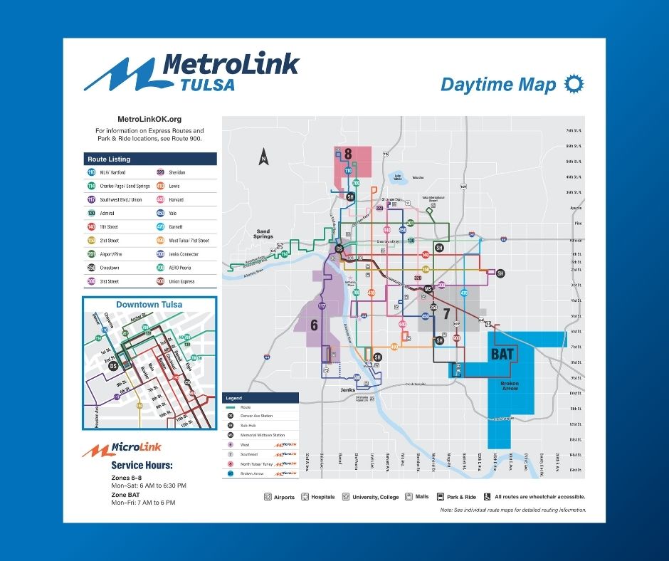 🟡 Service Changes Effective April 13th! 🟡

Starting Sunday, April 13th, MetroLink Tulsa will be implementing route and schedule updates to improve service. 

Plan ahead and get all the details at MetroLinkOK.org. 🚍📅

#MetroLinkTulsa #ServiceUpdates #PlanYourTrip