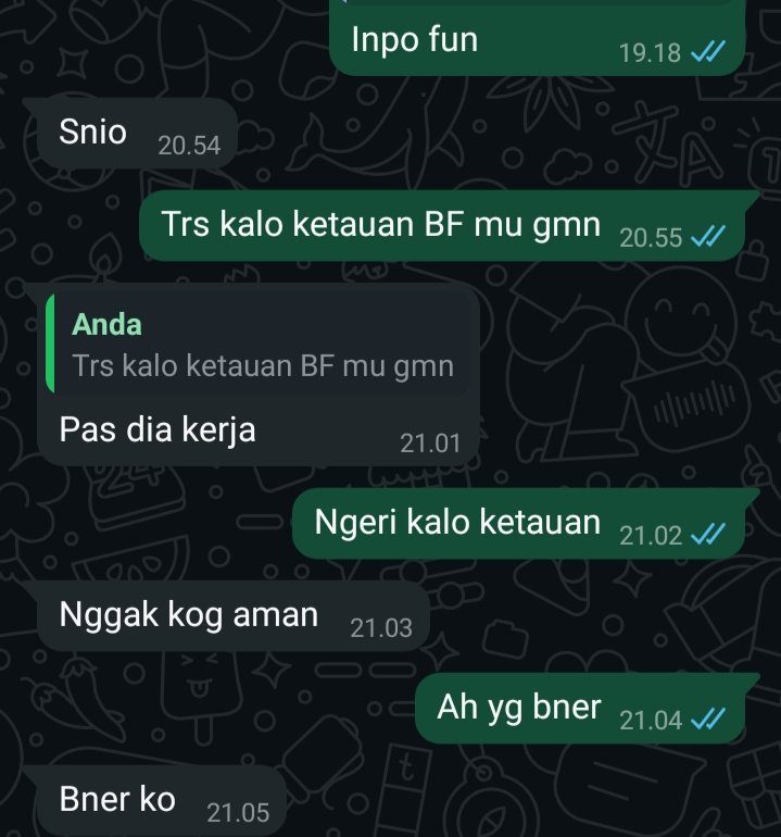 SUKAENDUTT's tweet photo. Ngeri ya chuby" sekarang 
Buat kalian yang udah ada bf perlu di jaga ya biar gak diewe sana sini wkwk 😁
#chaser #chubyy https://t.co/KCoDnFlw0g