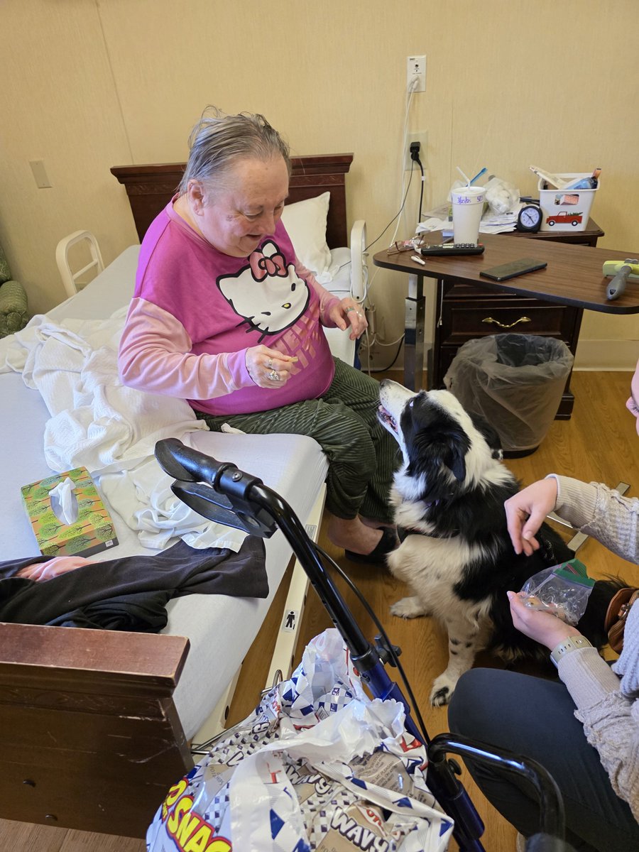 HighlandOaksHC's tweet photo. 🐶💕 Happy #NationalPetDay from Highland Oaks! Today, we celebrated with our favorite work pup, Slinky, who never fails to bring joy to our team and residents! 🐾✨ A special thank you to Arissa for bringing Ellee Mae for a heartwarming visit!   #HighlandOaks #FurryFriends https://t.co/7lPdb1qKLT
