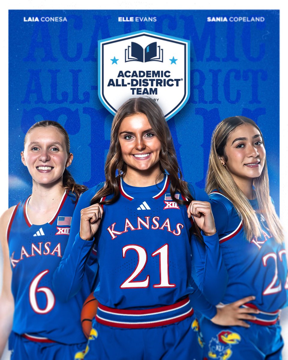 KUWBball's tweet photo. These Jayhawks have been named to the 2024-25 CSC Academic All-District Women's Basketball Team 🤩

🔗  https://t.co/KepPIwqB03 https://t.co/ajC2JjH1Jc