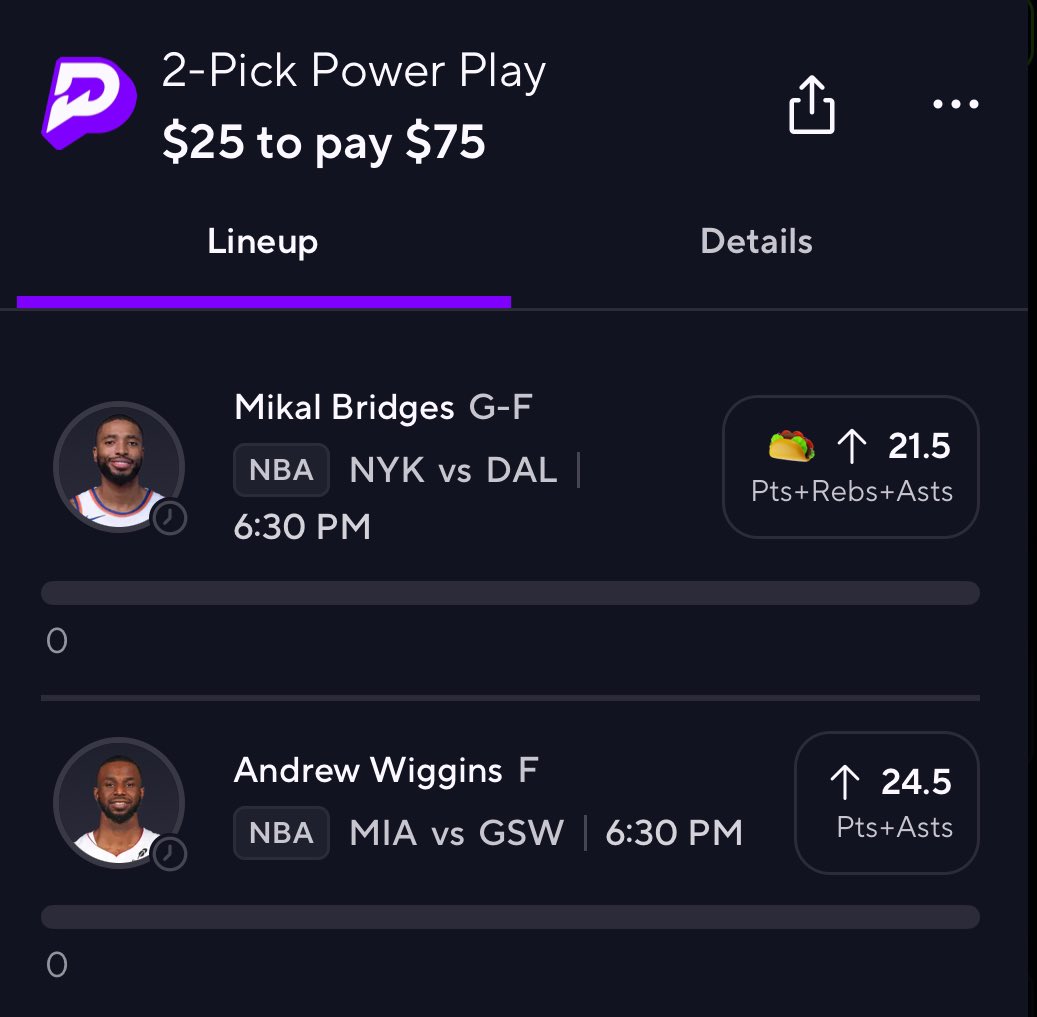 PrizePicksPapa's tweet image. Day 1 ladder challenge 🌮🪜

While we’re on day 2 of the 2X ladder today, let’s climb a 3X ladder also!

Day 1 $25 -&amp;gt; $75❔

Good luck 🍀 

prizepicks.onelink.me/gCQS/shareEntr…

#PrizePicks #PapasPicks #PapaJawnz #GamblingX #NBAX #NBA