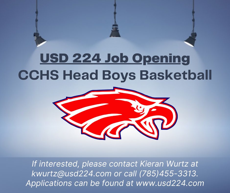 Coach Wurtz (@ccladyeaglesbb) on Twitter photo Clifton-Clyde is looking for a boys basketball coach. We have a 6-8 middle school social studies position open as well. We play in the very competitive Twin Valley League. Please share <a href="/sportsinkansas/">Sports in Kansas</a> <a href="/KansasPregame/">Kansas Pregame</a> <a href="/BrentKSHSAA/">Brent Maycock</a> <a href="/TVLSpotlight/">TVL Sports Spotlight</a> Clifton-Clyde is looking for a boys basketball coach. We have a 6-8 middle school social studies position open as well. We play in the very competitive Twin Valley League. Please share <a href="/sportsinkansas/">Sports in Kansas</a> <a href="/KansasPregame/">Kansas Pregame</a> <a href="/BrentKSHSAA/">Brent Maycock</a> <a href="/TVLSpotlight/">TVL Sports Spotlight</a>