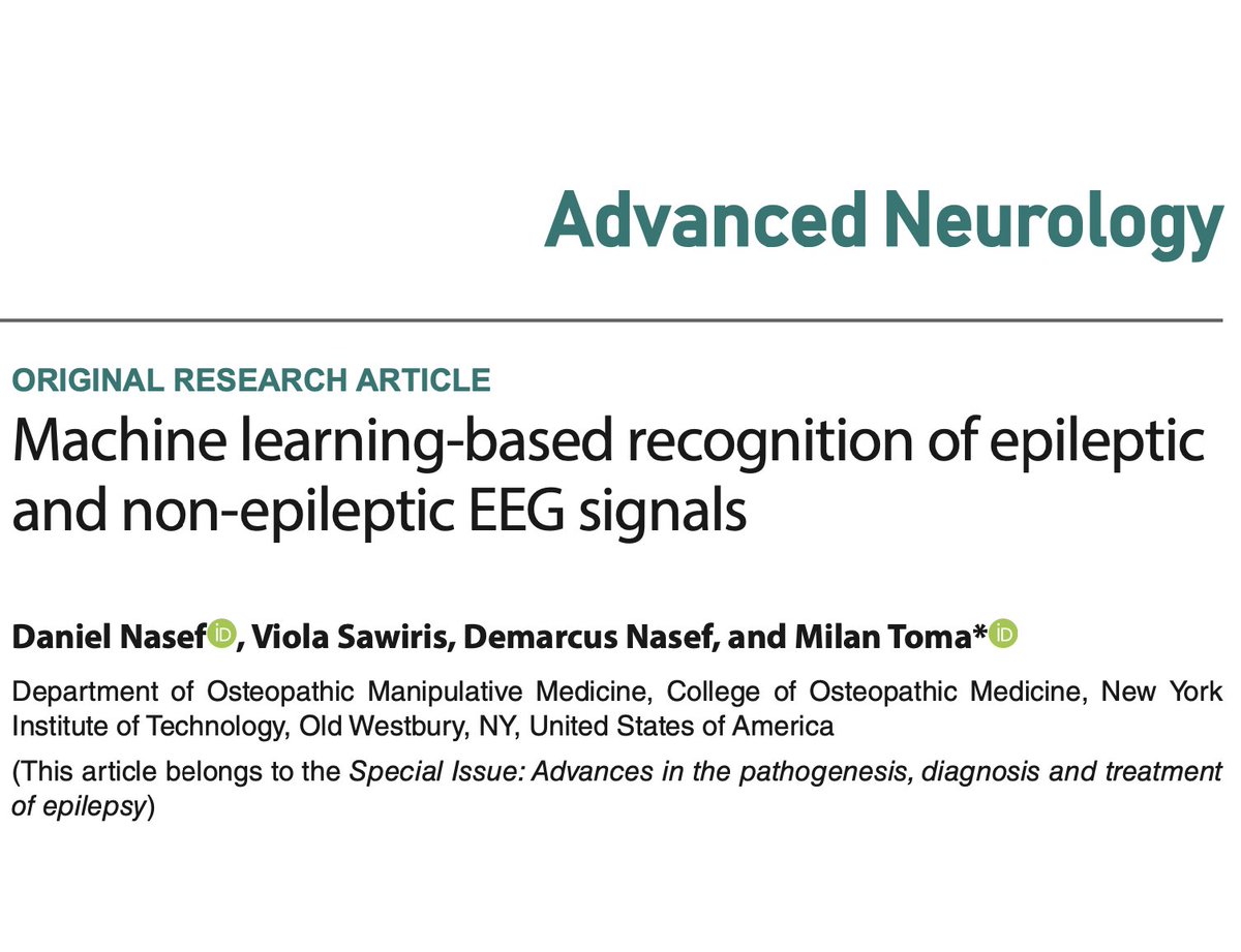 Our <a href="/NYITCOMDO/">NYITCOM</a> students are the best! Congratulations to everyone for developing methods and publishing on the automated recognition of epileptic EEG signals in Advanced Neurology. DOI: 10.36922/an.7941